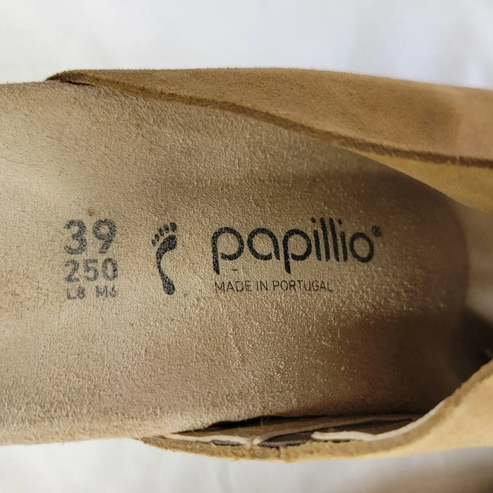 Papillio by Birkenstock Namica Suede Wedge Slide Sandals Brown 39 L8 M6 Portugal